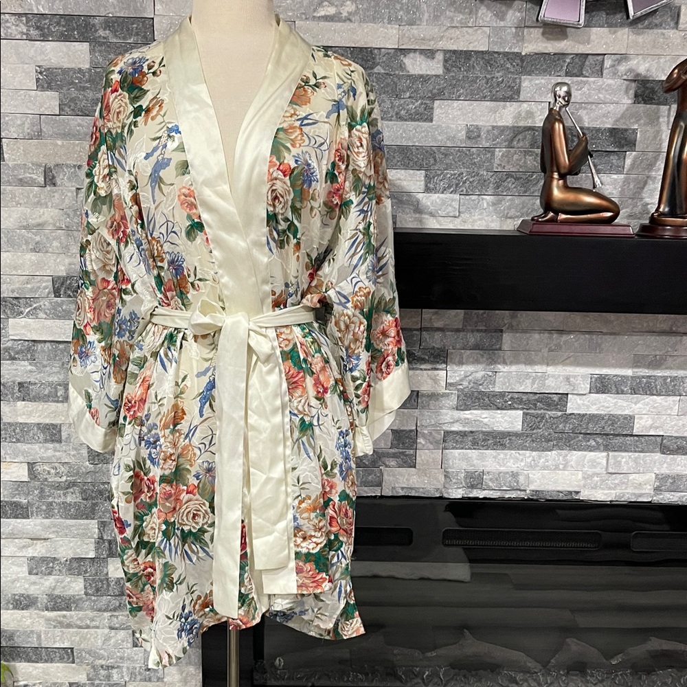 Victorias Secret Vintage Sheer 2 Pieces Robe/ Tank Top Floral Sz M